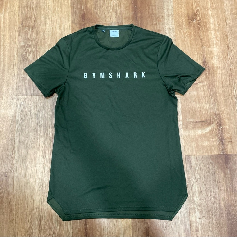 Gymshark Mens Large T-Shirt Green Short Sleeve Gym Workout Lifting Performance